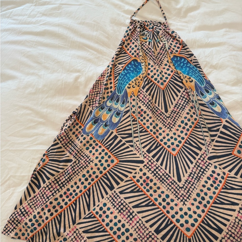 Mara Hoffman Peacock Print Halter Coverup dress